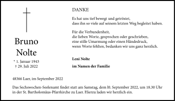 Anzeige von Bruno Nolte 