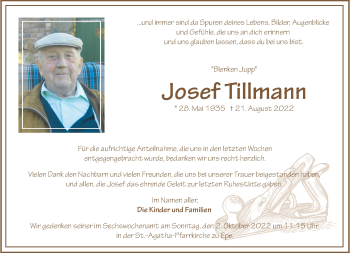 Anzeige von Josef Tillmann 