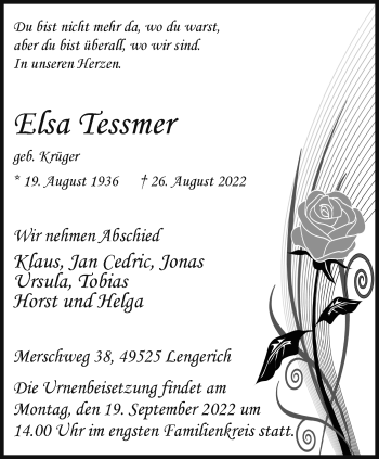 Anzeige von Elsa Tessmer 