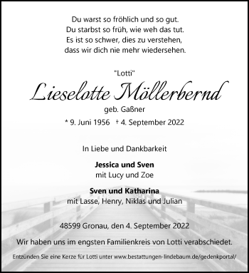Anzeige von Lieselotte Möllerbernd 