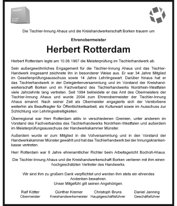 Anzeige von Herbert Rotterdam 