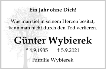 Anzeige von Günter Wybierek 