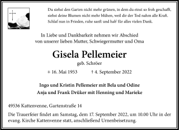 Anzeige von Gisela Pellemeier 