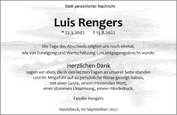 Anzeige von Luis Rengers 