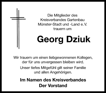Anzeige von Georg Dziuk 
