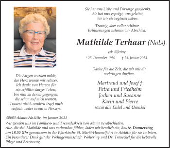 Anzeige von Mathilde Terhaar 