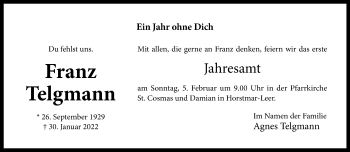 Anzeige von Franz Telgmann 