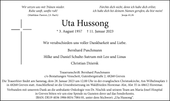 Anzeige von Uta Hussong 