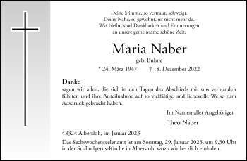 Anzeige von Maria Naber 