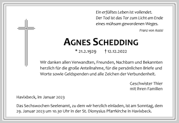 Anzeige von Agnes Schedding 