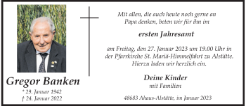 Anzeige von Gregor Banken 