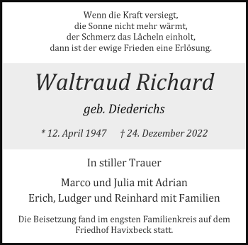 Anzeige von Waltraud Richard 