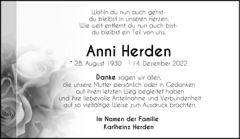 Anzeige von Anni Herden 
