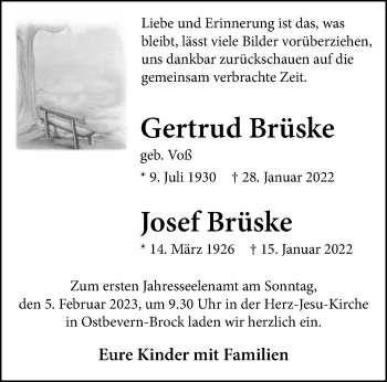 Anzeige von Gertrud Brüske 