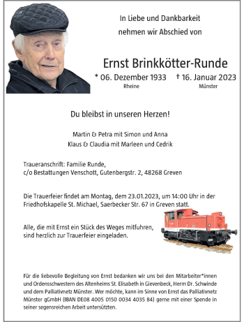 Anzeige von Ernst Brinkkötter-Runde 