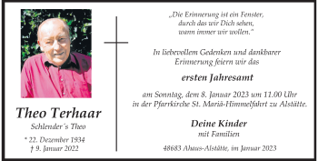 Anzeige von Theo Terhaar 
