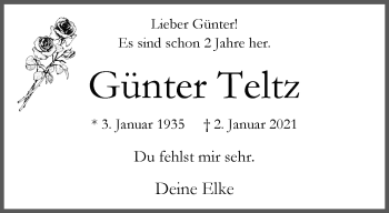 Anzeige von Günter Teltz 
