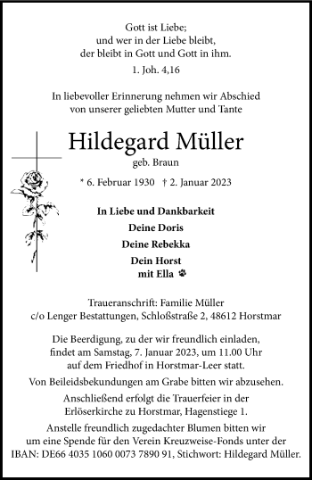 Anzeige von Hildegard Müller 