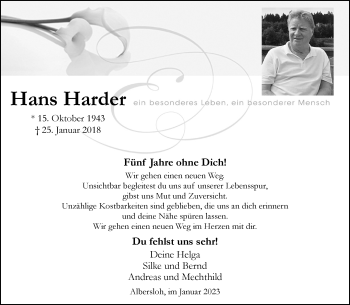 Anzeige von Hans Harder 