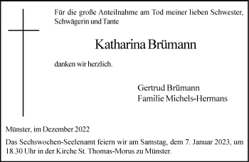 Anzeige von Katharina Brümann 