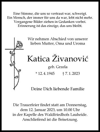 Anzeige von Katica Živanovic 