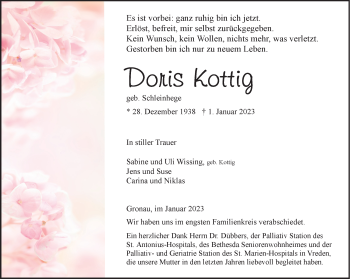 Anzeige von Doris Kottig 