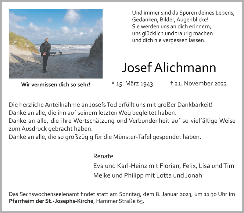  Traueranzeige für Josef Alichmann vom 04.01.2023 aus 