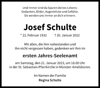Anzeige von Josef Schulte 