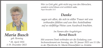 Anzeige von Maria Busch 
