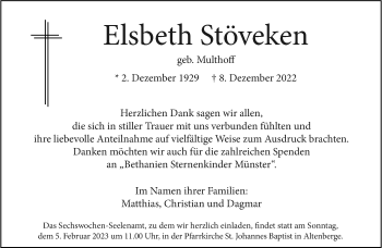 Anzeige von Elsbeth Stöveken 