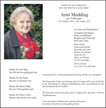 Anzeige von Anni Medding 
