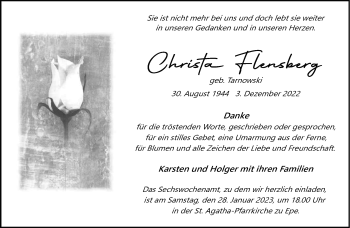 Anzeige von Christa Flensberg 