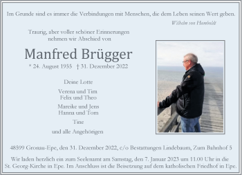 Anzeige von Manfred Brügger 