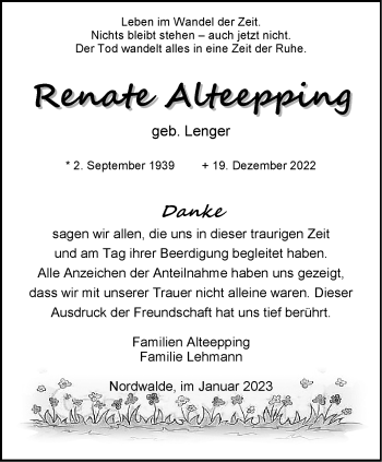 Anzeige von Renate Alteepping 