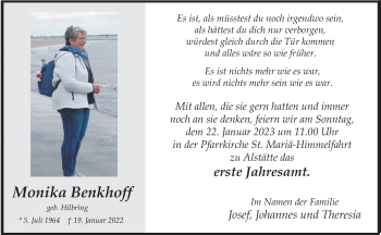 Anzeige von Monika Benkhoff 
