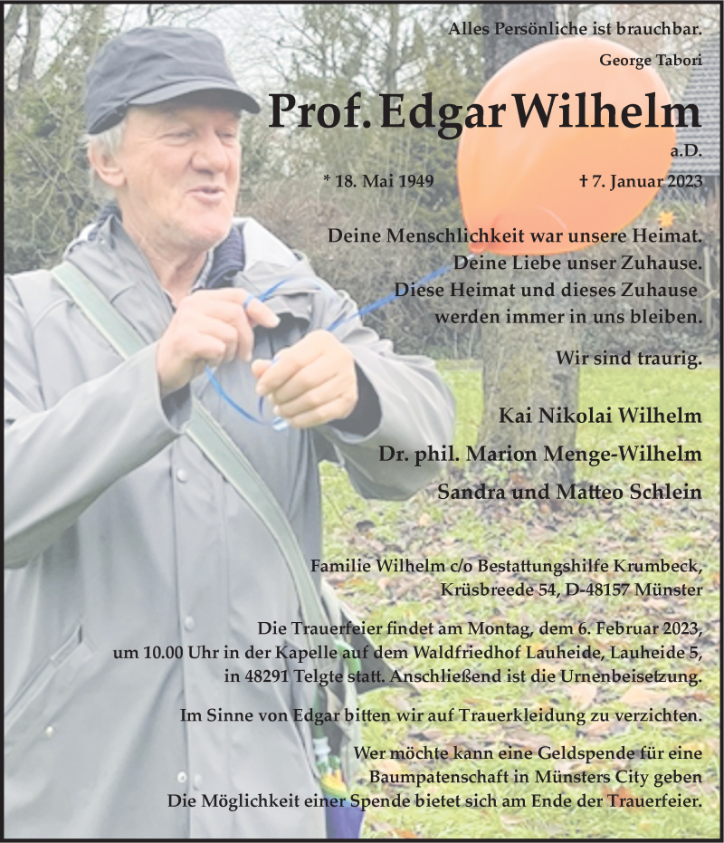  Traueranzeige für George Tabori vom 28.01.2023 aus 