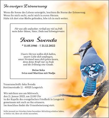 Anzeige von Ivan Švenda 