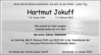 Anzeige von Hartmut Jokuff 