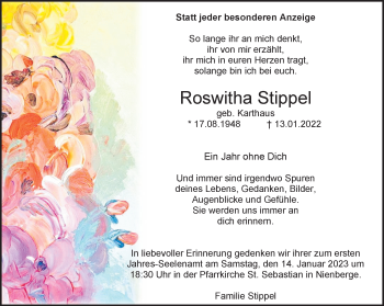 Anzeige von Roswitha Stippel 