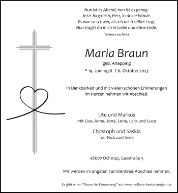 Anzeige von Maria Braun 