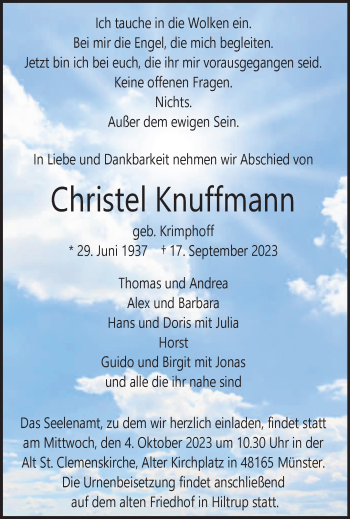 Anzeige von Christel Knuffmann 