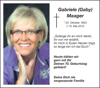 Anzeige von Gabriele Maager 