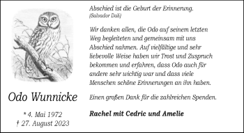 Anzeige von Odo Wunnicke 