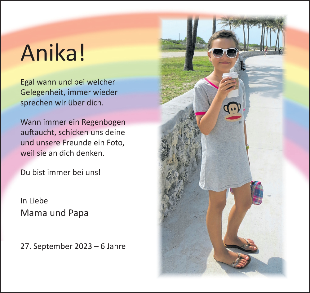  Traueranzeige für Anika Köster vom 06.10.2023 aus 