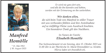 Anzeige von Manfred Homölle 