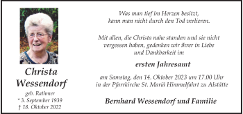 Anzeige von Christa Wessendorf 