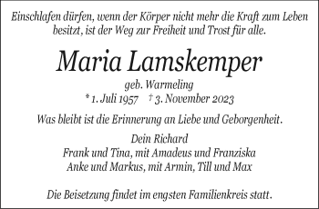 Anzeige von Maria Lamskemper 