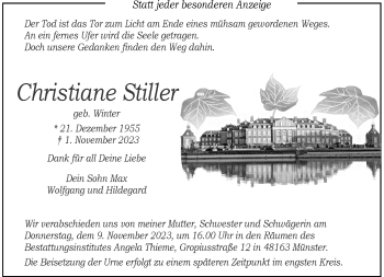 Anzeige von Christiane Stiller 