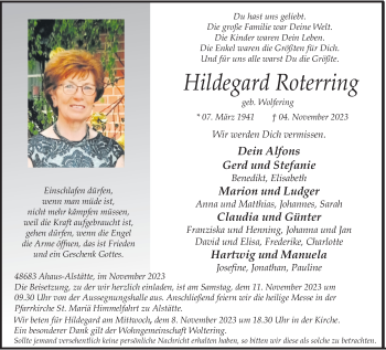 Anzeige von Hildegard Roterring 