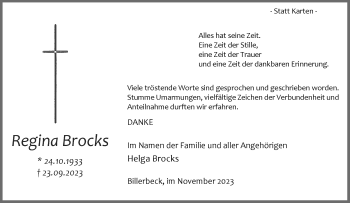 Anzeige von Regina Brocks 
